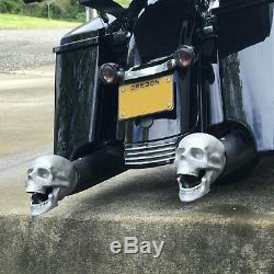 Set Of 2 Skull Exhaust Muffer Tips fit harley hot rods street rods motorcycle V8