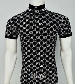 Shirt Men's Black GeometricG Collared With Tag Cotton New Short Sleeve