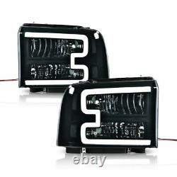 Smoked Lens LED DRL Headlights Pair Fit For 2005-2007 Ford F250 F350 Super Duty
