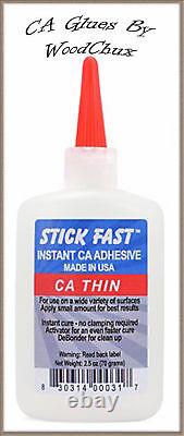 Stick Fast 1 2.5 4.5 8 oz CA Glue Cyanoacrylate Adhesive Thin Medium Thick Super