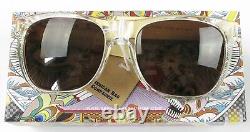 Super Basic Crystal Gold Metal Sunglasses Brand New Retail $191