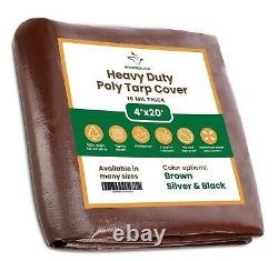 Super Heavy Duty Poly Tarp Cover 16 Mil, 100% UV Resistant, Rot/Rip/Tear Proof