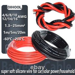 Super Soft Silicone Cable 1meter20meters 416AWG Solar Battery Inverter Wire