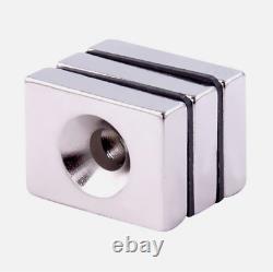 Super Strong Rectangle NdFeB Magnets Rare Earth With Countersunk Ring Hole DIY