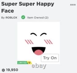Super Super Happy Face Roblox Limited? Clean And Fast Delivery! Read Desc