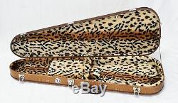 Teardrop Alligator Brown Guitar Case with Leopard Super Soft Plush