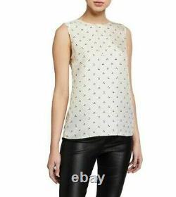 Theory Womens Small Parchment Multi Vintage Dot Straight Shell Blouse $275 278