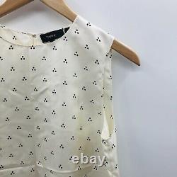 Theory Womens Small Parchment Multi Vintage Dot Straight Shell Blouse $275 278