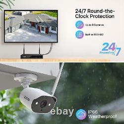ZOSI 8CH NVR 3MP Wireless Security Camera System WiFi Outdoor IP 2 Way Audio