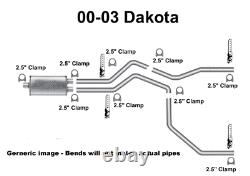 00-03 Dodge Dakota 3,9 4,7 5,9 Mandrel Bent Dual Exhaust With Flowmaster Super 44