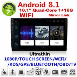 10.1 Android 8.1 2din Tactile Voiture Stéréo Radio Mp5 Wifi Gps Navigation-usa