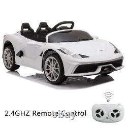12v Luxury Kids Ride Sur Super Sports Car Electric Batterie Télécommande Blanc