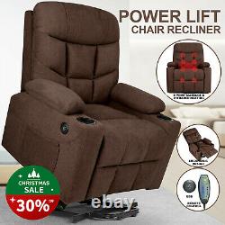 Auto Electric Power Lift Massage Chaise Inclinable Heat Vibration Usb Control Wheel