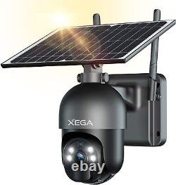 Caméra de sécurité cellulaire Xega 4G LTE extérieure avec panneau solaire, vue PTZ à 360°