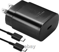 Chargeur mural rapide USB-C de 25 W + câble de 6 pieds pour Samsung Galaxy S20 S21 5G lot US