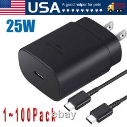 Chargeur mural rapide de type USB-C 25 W + câble de 6 pieds pour Samsung Galaxy S20 S21 5G lot US