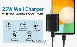 Chargeur mural rapide de type USB-C 25 W + câble de 6 pieds pour Samsung Galaxy S20 S21 5G lot US