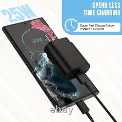 Chargeur mural rapide de type USB-C 25 W + câble de 6 pieds pour Samsung Galaxy S20 S21 5G lot US