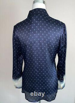 Chemise boutonnée en satin de soie imprimée Shibori Dip Dye Tory Burch NWT à 398 $, taille 4