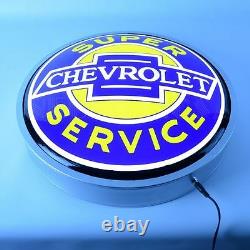 Chevrolet Super Service Retour Led Illuminée Panneau Opti Neon Garage Chevy Bowtie Lampe