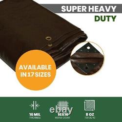 Couvercle En Poly Tarp Super Heavy Duty 16 Mil, 100% Résistant Aux Uv, Roting/rip/tear Proof