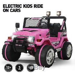 Électrique 12v Enfants Batterie Tour Sur La Voiture Jouet Jeep Batterie Roue À Distance Rose Contrôle