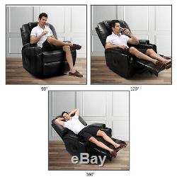 Full Body Fauteuil De Massage Inclinable En Cuir Lounge 360 ​​vibrant Heat ° Pivotant Noir