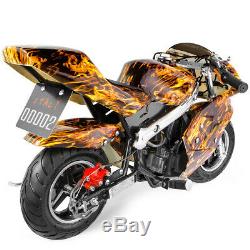 Gaz Pocket Super Mini Bike Moto Enfants 40cc Moteur Flamme Jaune 4 Temps