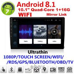 Gps De Voiture 10.1 1080p Écran Tactile 2din Quad-core Lecteur Radio Stéréo Pour Android