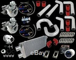 Kit De Tuyauterie Rouge Pour Chargeur Turbo Universel Bricolage T3 / T4 Double Turbo 800 V6 V8 V10