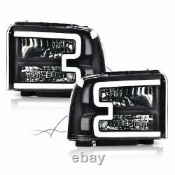 Led Drl Clair / Noir Phares Pour 05-07 Ford F250 F350 F450 F550 Super Duty