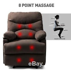 Massage Brown Fauteuil Lounge Inclinable Et Chauffant En Microfibre Ergonomique Avec Control