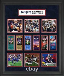 New England Patriots Encadré 23 X 27 6 Fois Super Bowl Champion Ticket Collage