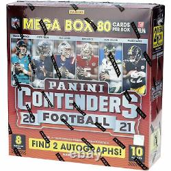 Nouveau 2021 Panini Contender Fanatics Football NFL Mega Box (80 Cartes) Trouver 2 Autos