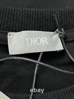 Nouveau Dior Paris Fleurs Brodées Logo T-shirt Tee Coton Noir Taille M