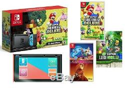Nouveau Nintendo Commutateur Bundle Super Mario Bros U Deluxe Avec 4 Jeux + Plus