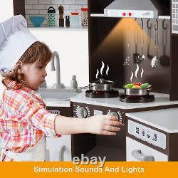 Nouveaux ensembles de cuisine de jeu en bois super grands pour enfants - Jouets de jeu de rôle de cuisine factice