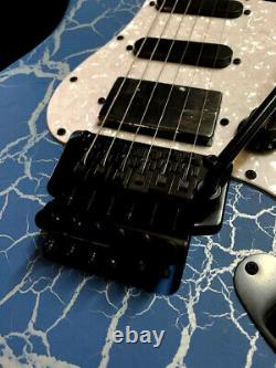 Nouvelle Guitare Électrique 6 String Super Strat Blue Krackle Finish Floyd Rose Style