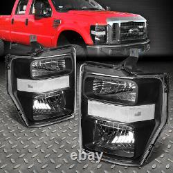Pour 08-10 Ford F250 F350 Super Duty Black Housing Clear Corner Phares
