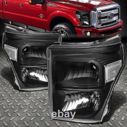 Pour 11-16 Ford F250 F350 Super Duty Black Housing Clear Corner Phares