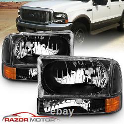 Pour 1999-2004 Ford F250 F350 F450 Super Duty Excursion Black Signal Phares