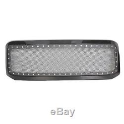 Pour 2005-2007 Ford F250 F350 Super Duty Gloss Steel Mesh Rivet Grille & Shell