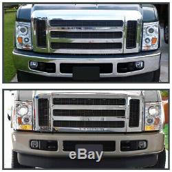Pour 2008-2010 Ford F250 F350 F450 Super Duty Clear Led Halo Projecteur Phares