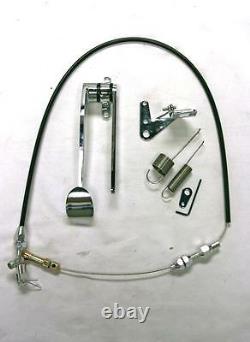 Street Rod Chrome Spoon Gaz Pédale + Black Throttle Cable + Bracket & Spring Kit