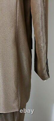 T.n.-o. Vitaliano Brown Polyester Blend Super 150's Birdeye Peak Lapel Suit 42r