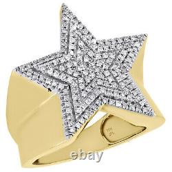 Véritable Diamant En Or Jaune 10k Super Star Déclaration Pinky Anneau 22mm Band 1/2 Ct